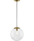 Atwell 12-inch Clear Glass Globe Large Hanging Pendant Light Brushed Bronze