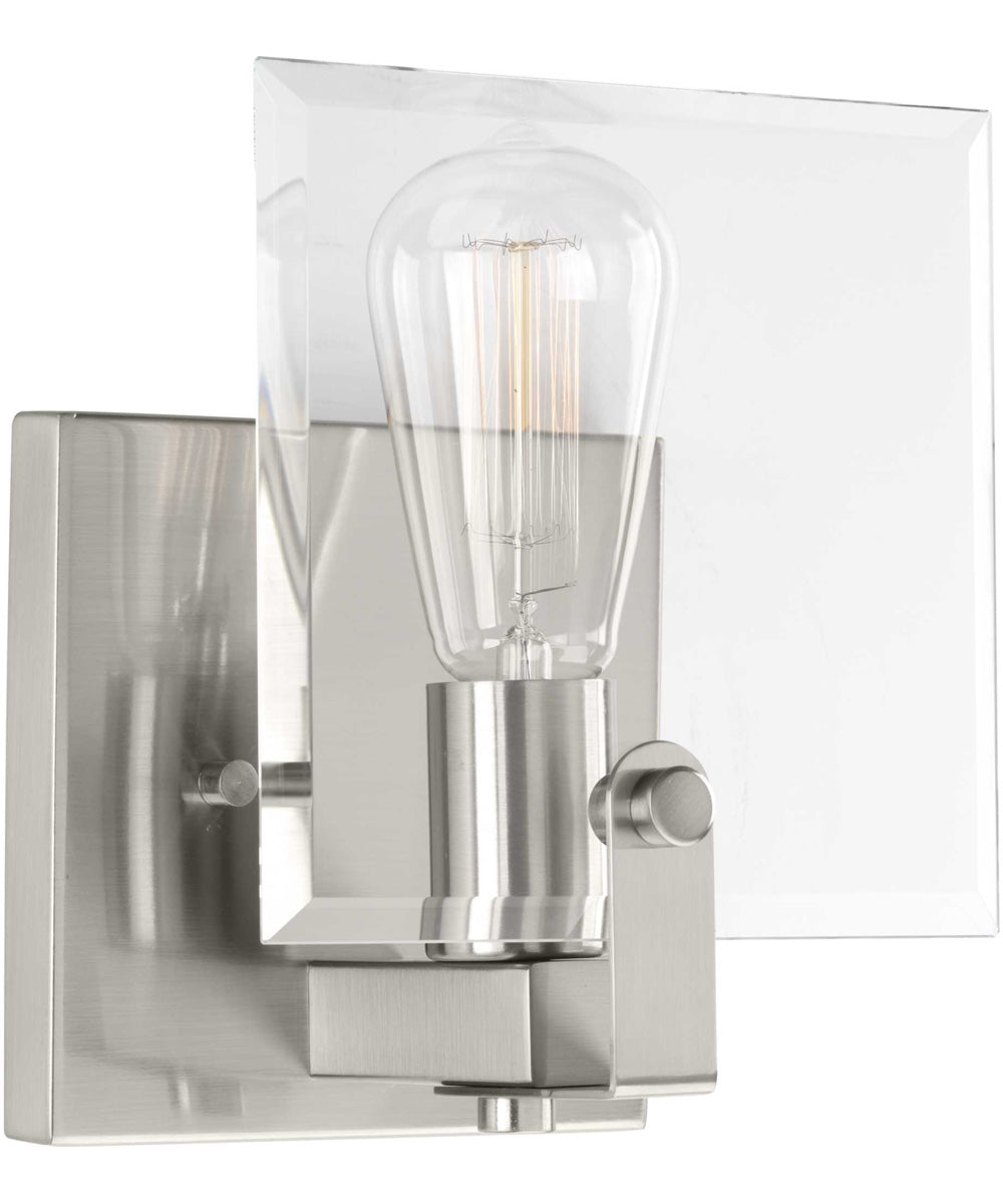 Glayse 1-Light Clear Glass Luxe Bath Vanity Light Brushed Nickel