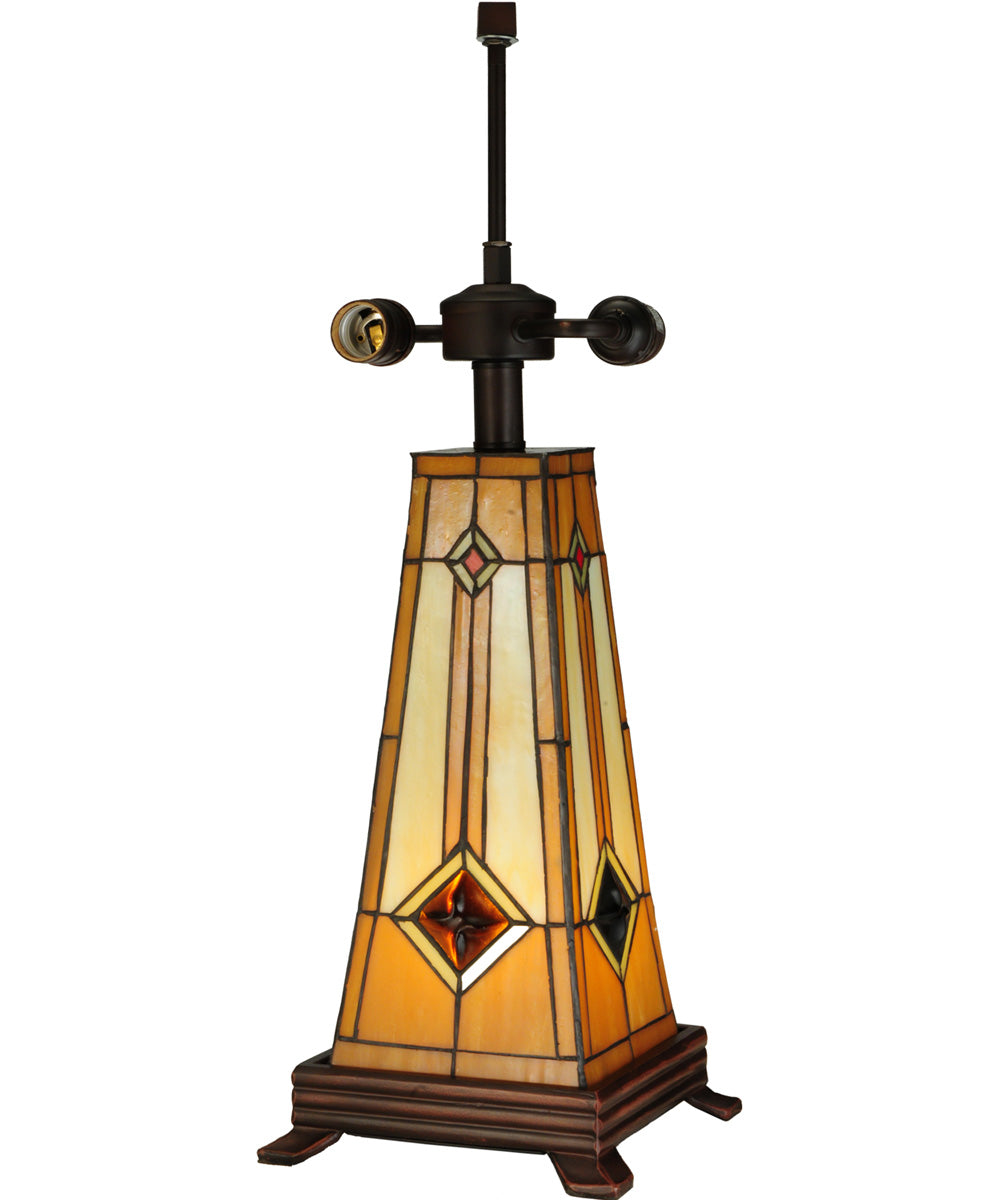 23"H Diamond Mission Lighted Base Table Lamp