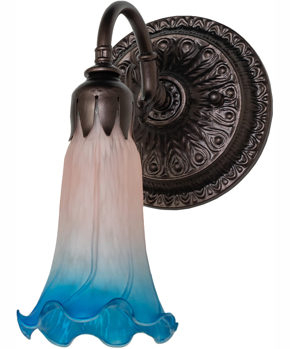 5.5" Wide Pink/Blue Tiffany Pond Lily Wall Sconce