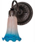 5.5" Wide Pink/Blue Tiffany Pond Lily Wall Sconce