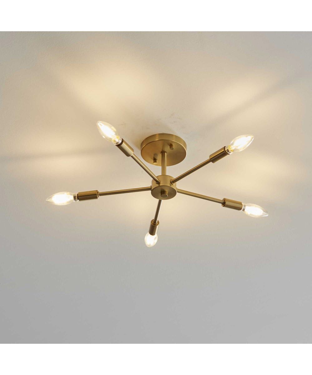 Delayne 5-Light Mid-Century Modern Semi-Flush Mount Light Brushed Bronze