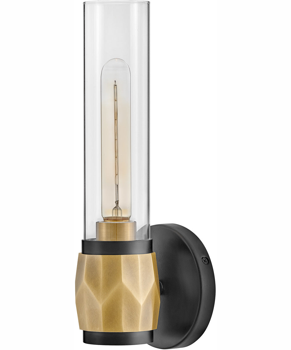 Ellison 1-Light Single Light Vanity in Black with Heritage Brass accents