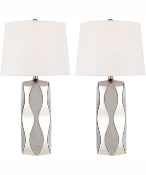 Odelia 2-Light 2 Pack-Table Lamp Chrome Ceramichrome/ White Linen