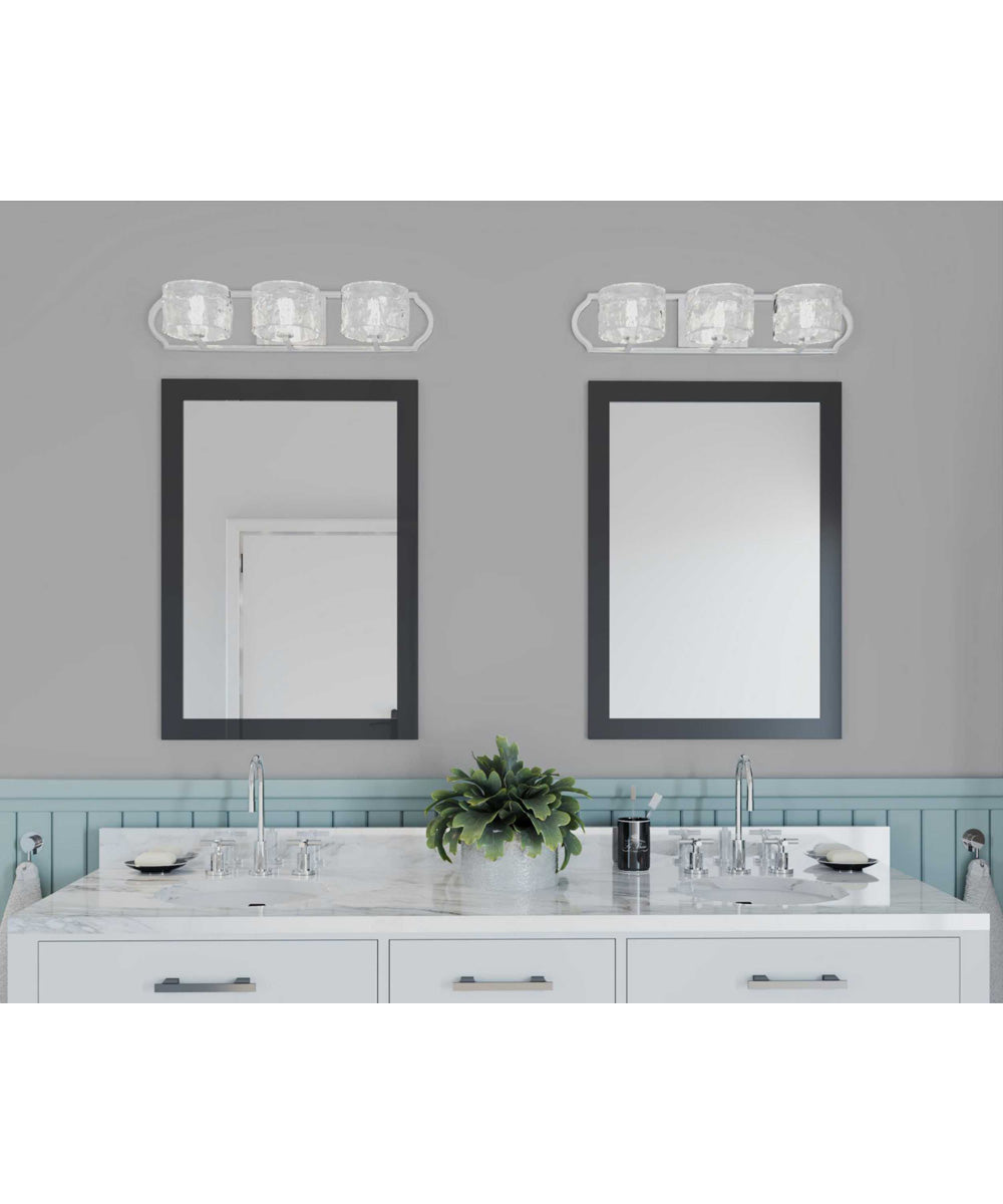 Caress 3-Light Clear Water Glass Luxe Bath Vanity Light Polished Nickel