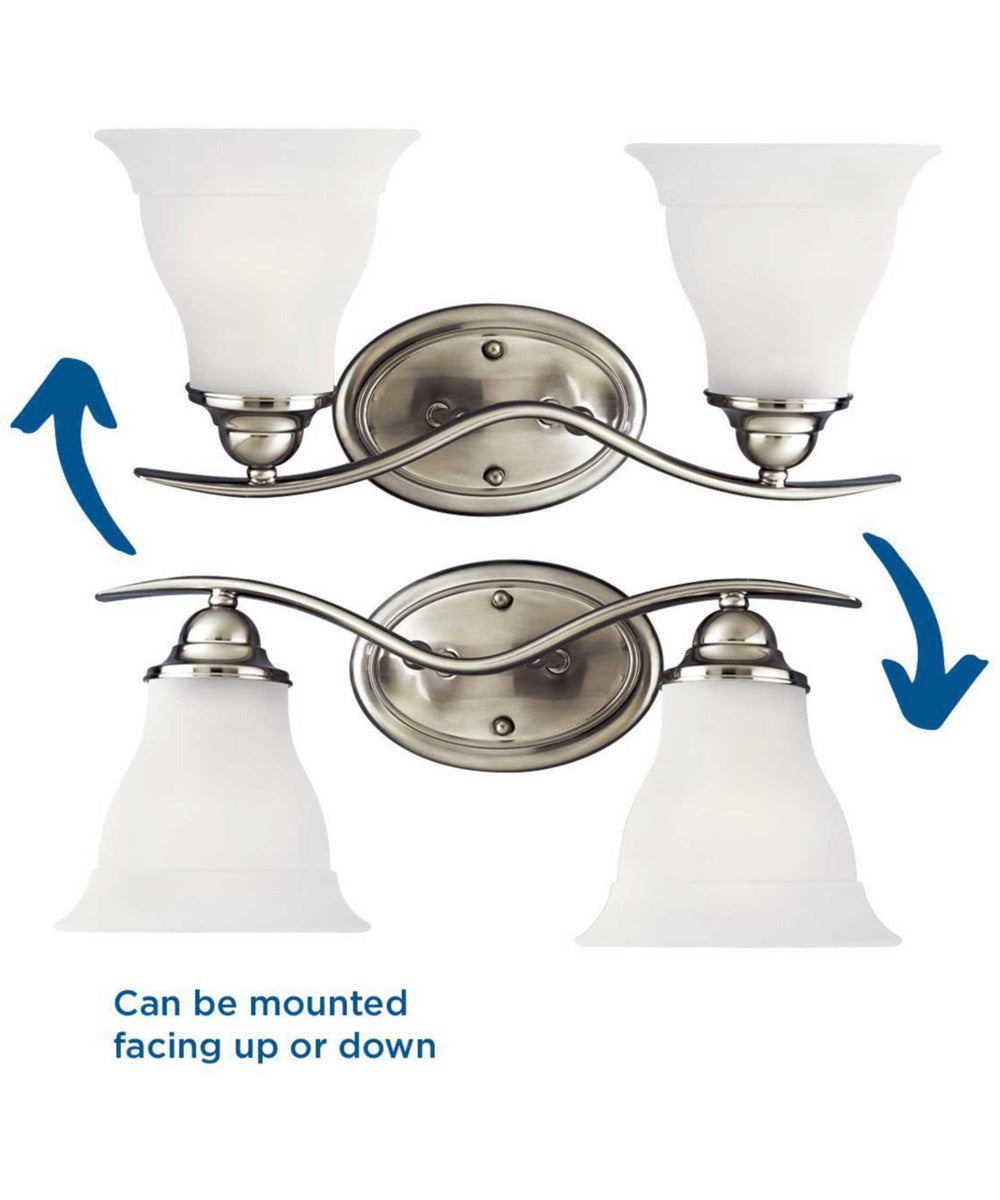 Trinity 2-Light Etched Glass Traditional Bath Vanity Light Brushed Nickel