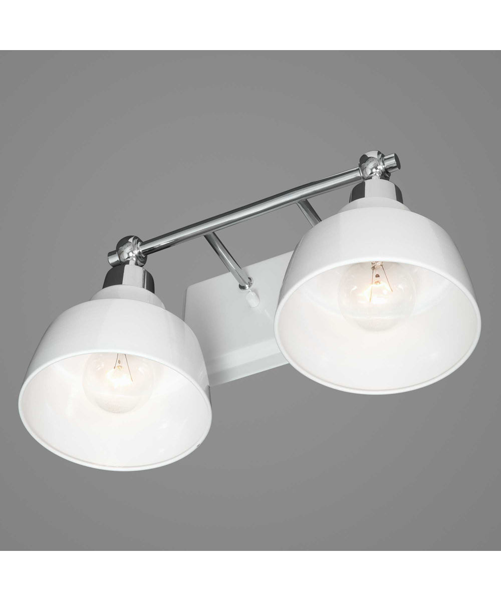 Bramlett 2-Light White Metal Shade Coastal Bath Vanity Light Polished Chrome