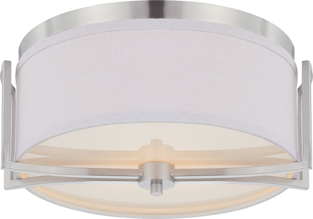 15"W Gemini 2-Light Close-to-Ceiling Brushed Nickel