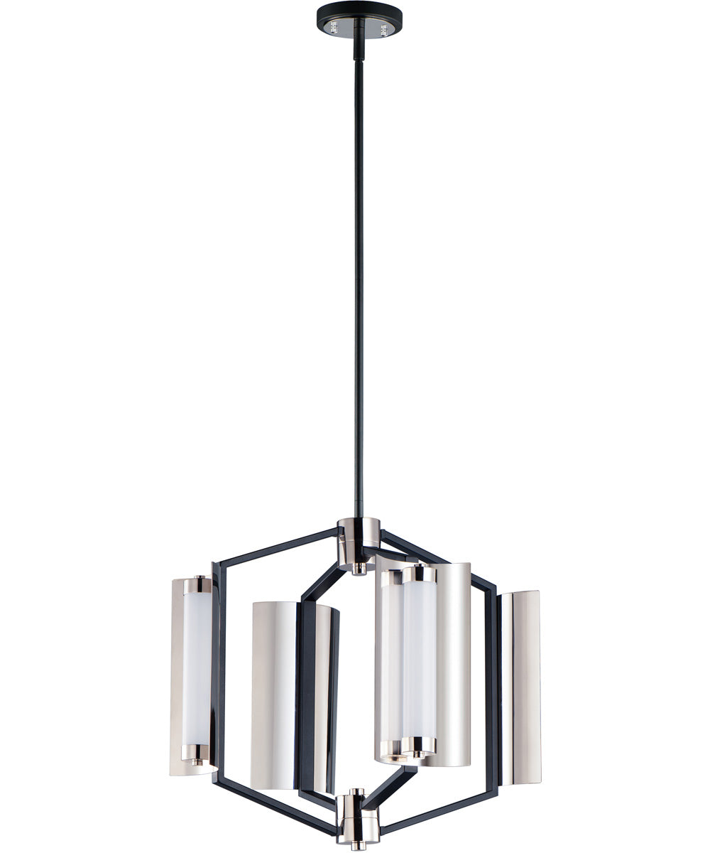 17"W Reflect LED 4-Light Pendant Black / Polished Nickel