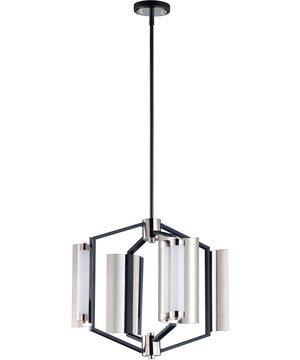 17"W Reflect LED 4-Light Pendant Black / Polished Nickel
