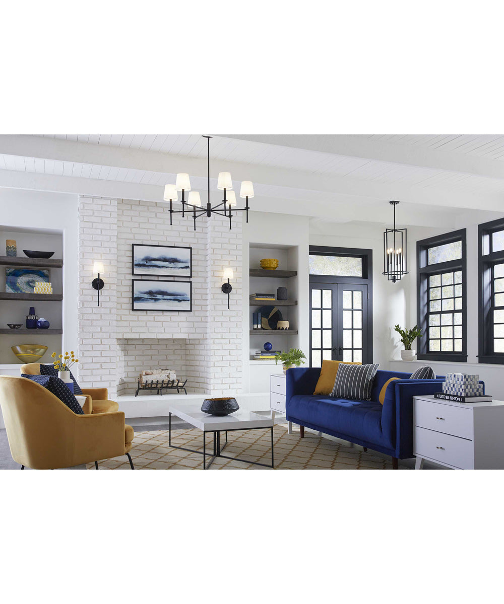 Metro 1-Light New Traditional Summer Linen Wall Light Matte Black