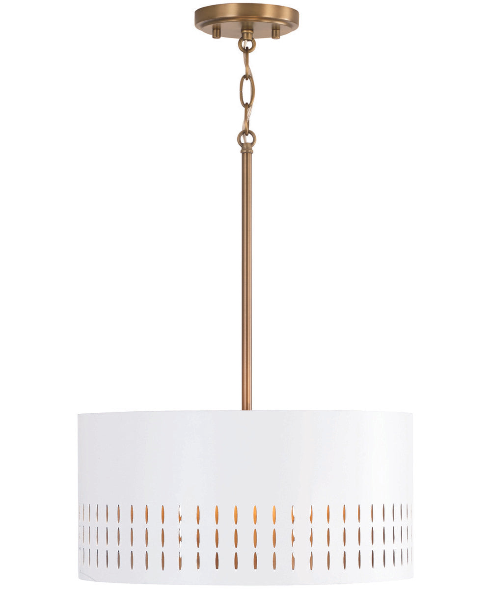Dash 3-Light Semi-Flush Aged Brass and White