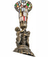 13" High Stained Glass Pond Lily Twin Cherub Mini Lamp