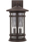 Mission Hills 2-Light Outdoor Wall Mount Rain or Shine - Oiled Bronze with Antiqued Seeded Glass