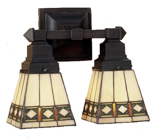 12"W Diamond Band Mission 2 Light Wall Sconce