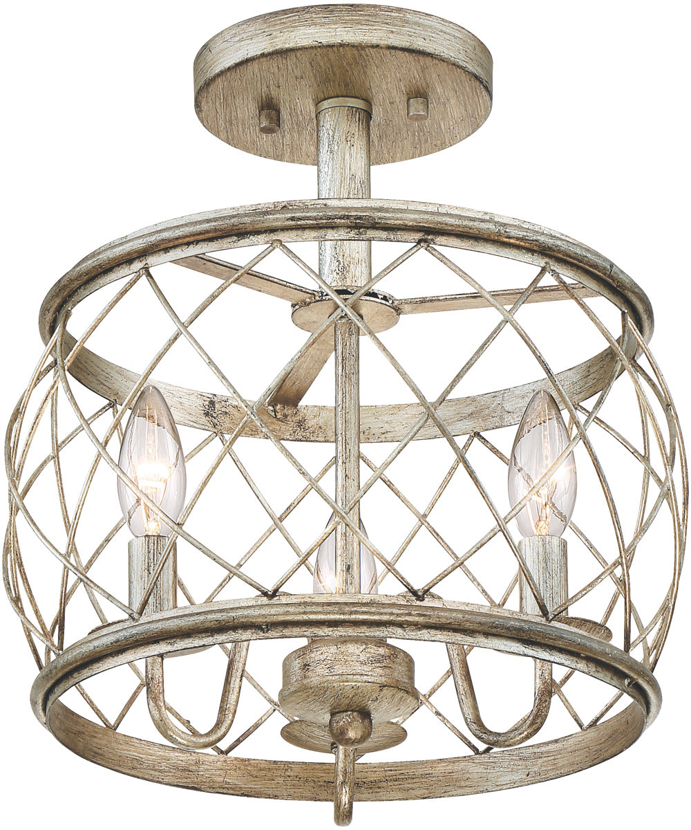 Dury Medium 3-light Semi Flush Mount Century Silver Leaf