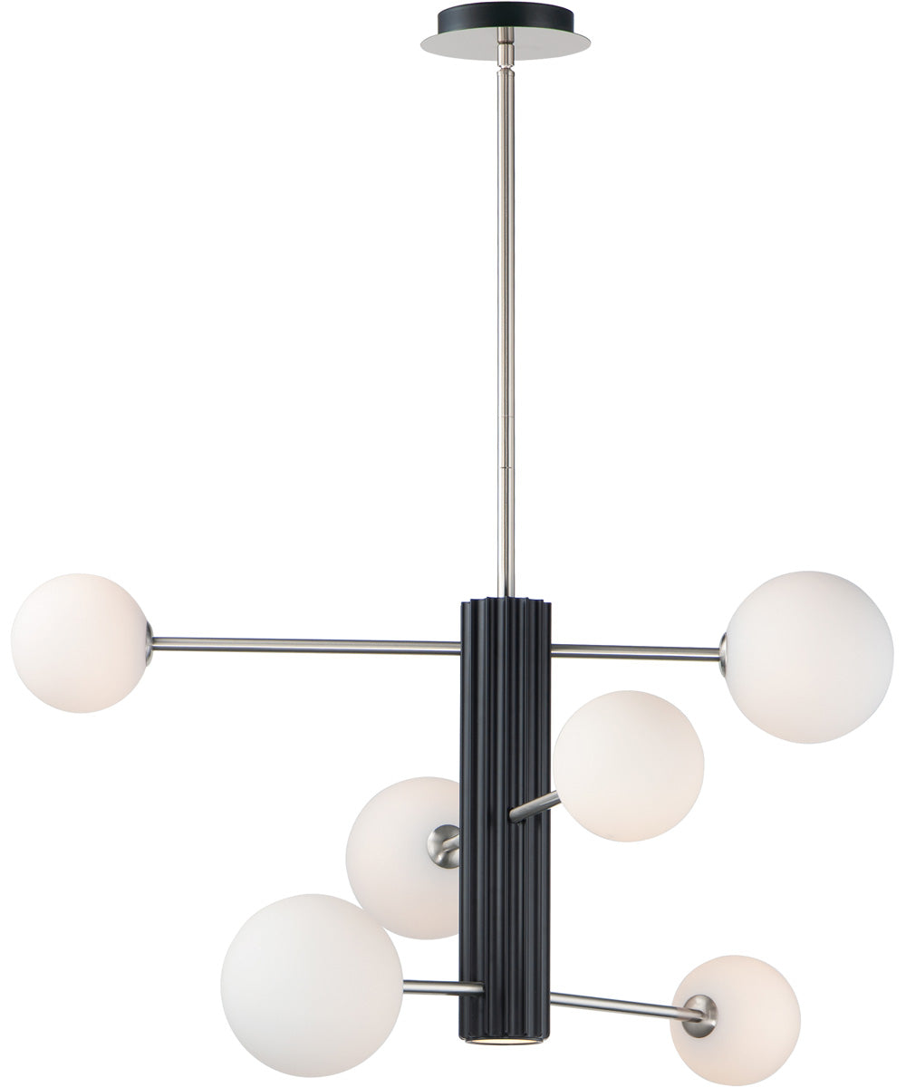 30"W Cog LED 7-Light Chandelier Black / Satin Nickel