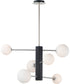 30"W Cog LED 7-Light Chandelier Black / Satin Nickel