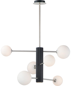30"W Cog LED 7-Light Chandelier Black / Satin Nickel