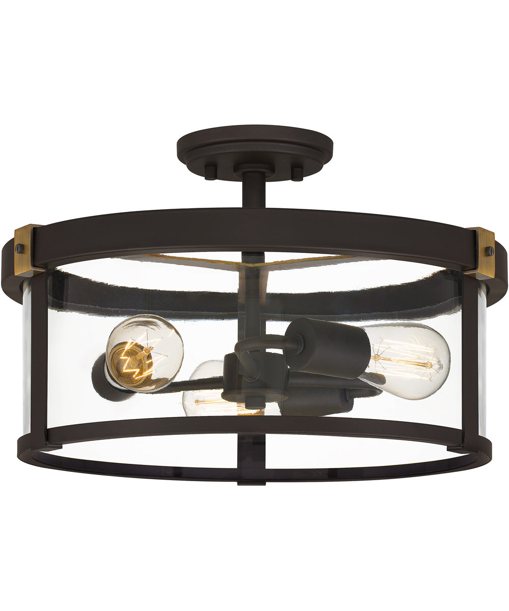 Lisbon 3-light Semi Flush Mount Old Bronze
