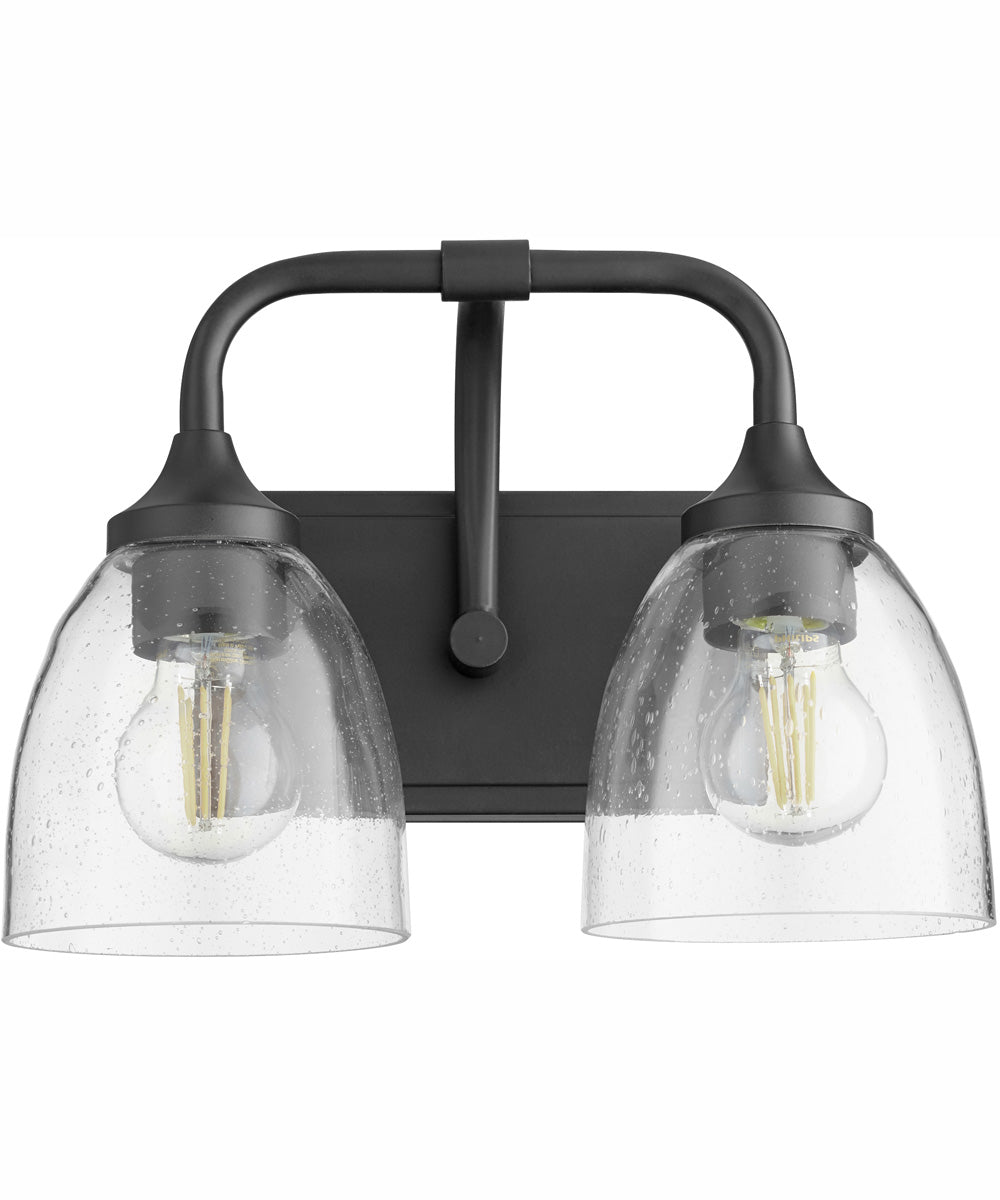 Enclave 2-light Bath Vanity Light Matte Black w/ Clear/Seeded