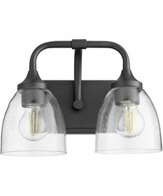 Enclave 2-light Bath Vanity Light Matte Black w/ Clear/Seeded