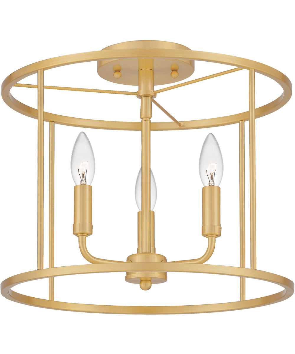 Abner 3-light Semi Flush Mount Aged Brass