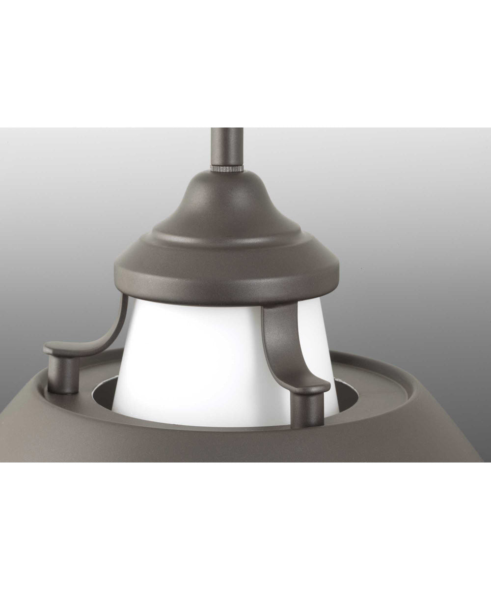 Carbon 1-Light Etched White Glass Mid-Century Modern Pendant Light Graphite