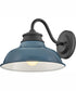 Wallace 1-Light Small Gooseneck Barn Light in Museum Black with Denim Blue accent