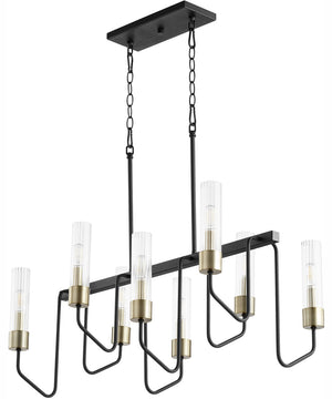 Helix 8-light Chandelier Textured Black w/ Aged Brass