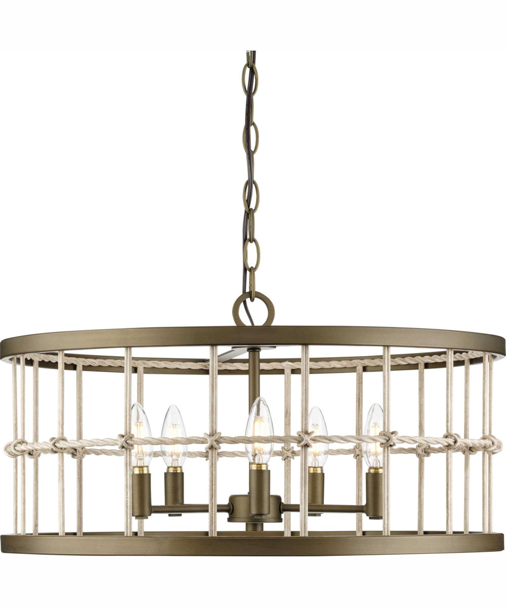 Lattimore 5-Light Coastal Chandelier Aged Brass