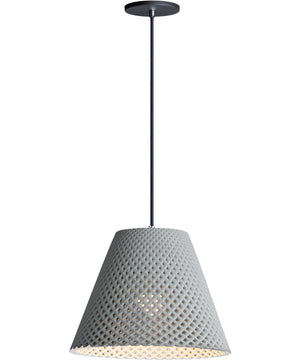 15"W Woven 1-Light Pendant Gray / Black
