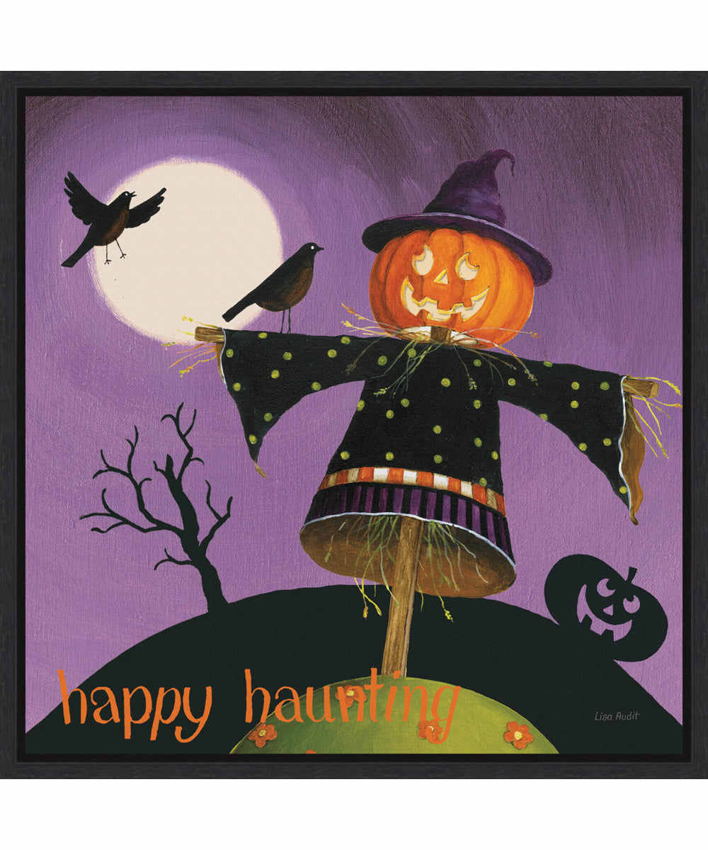 Framed Happy Haunting V by Lisa Audit Canvas Wall Art Print (22  W x 22  H), Sylvie Black Frame