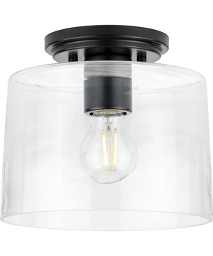 Adley  1-Light Clear Glass New Traditional Flush Mount Light Matte Black