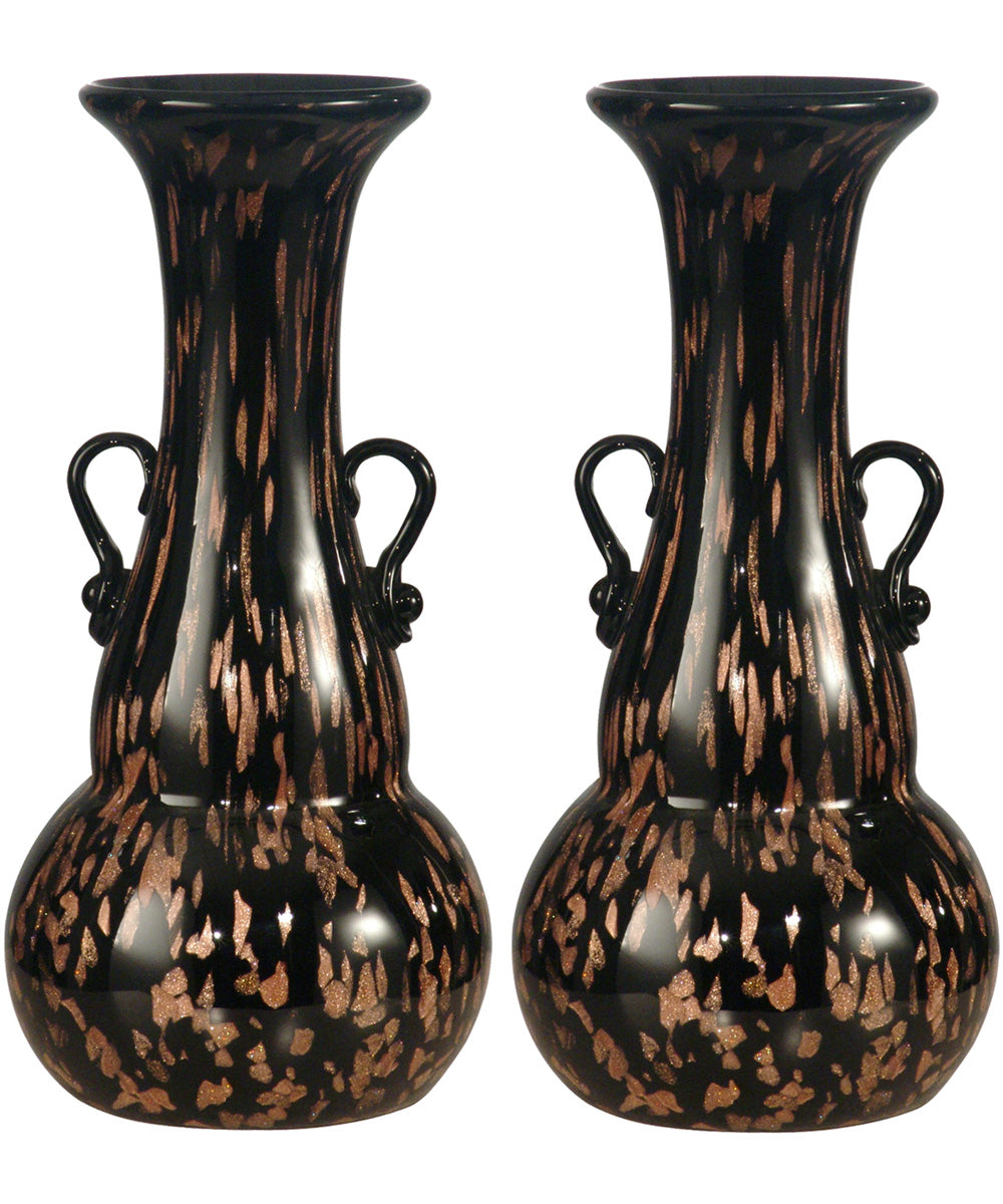 9.75 Inch H Malachi 2-Piece Hand Blown Art Glass Vase Set