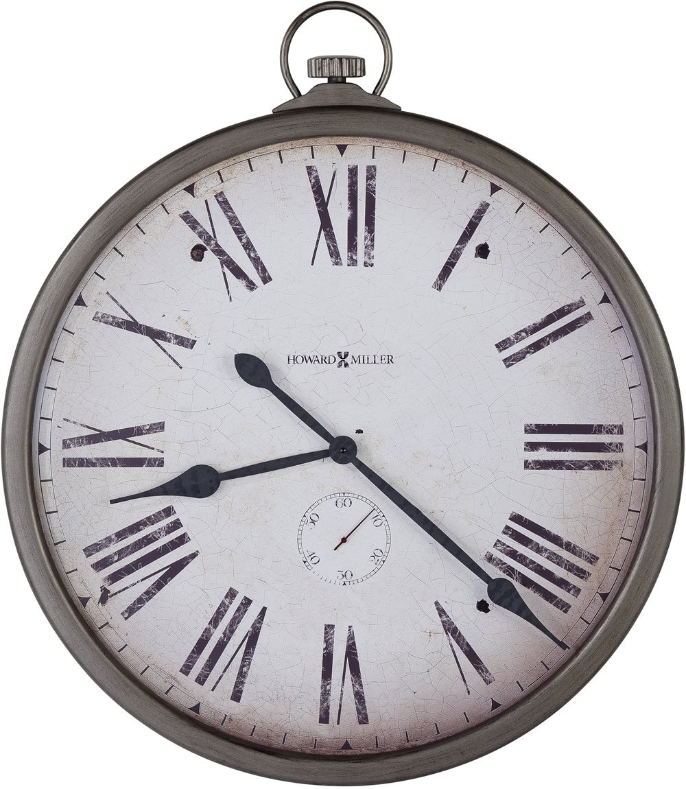 35"H Gallery Pocket Watch Wall Clock Antique Nickel