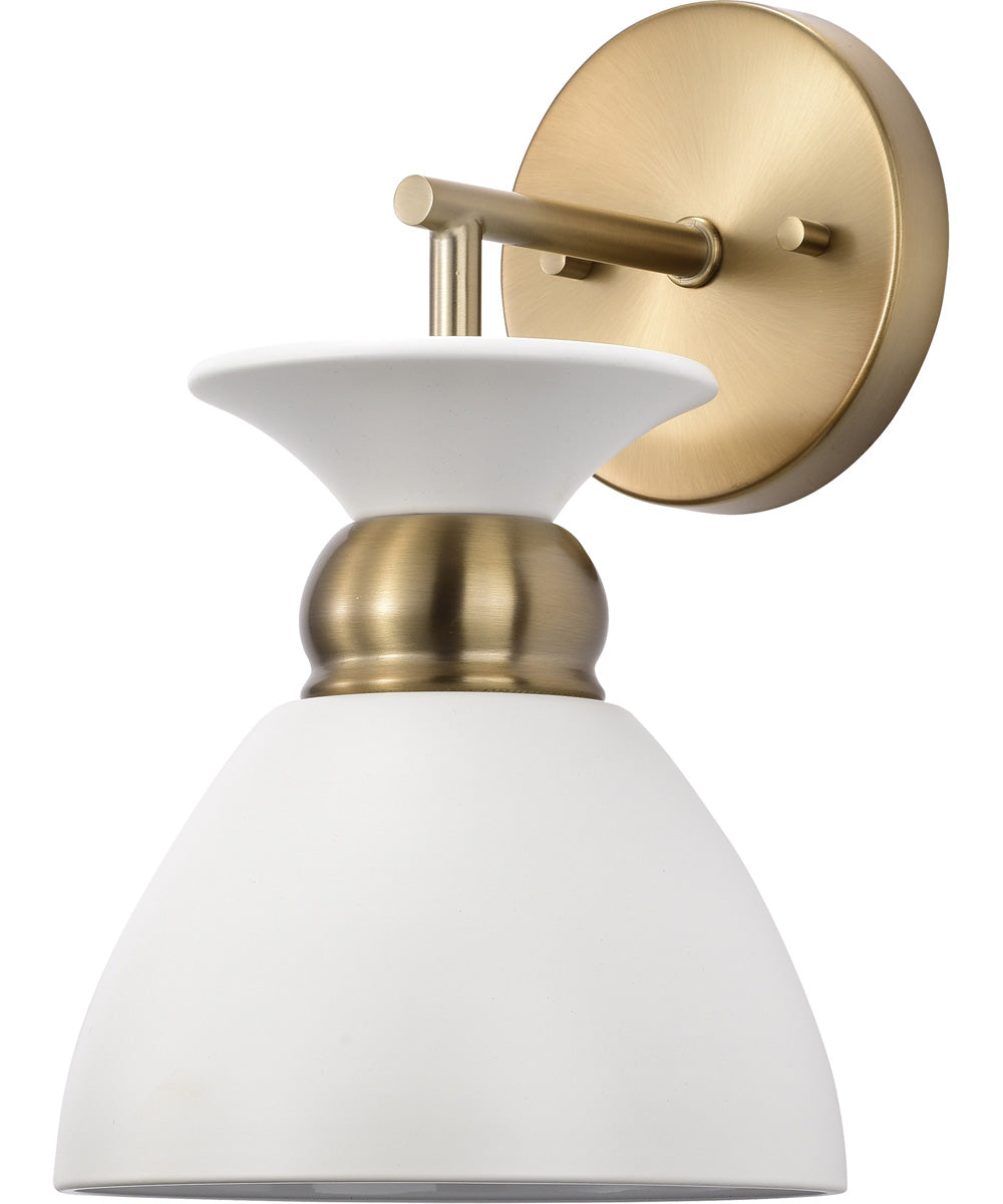 Perkins 1-Light Vanity & Wall Matte White / Burnished Brass