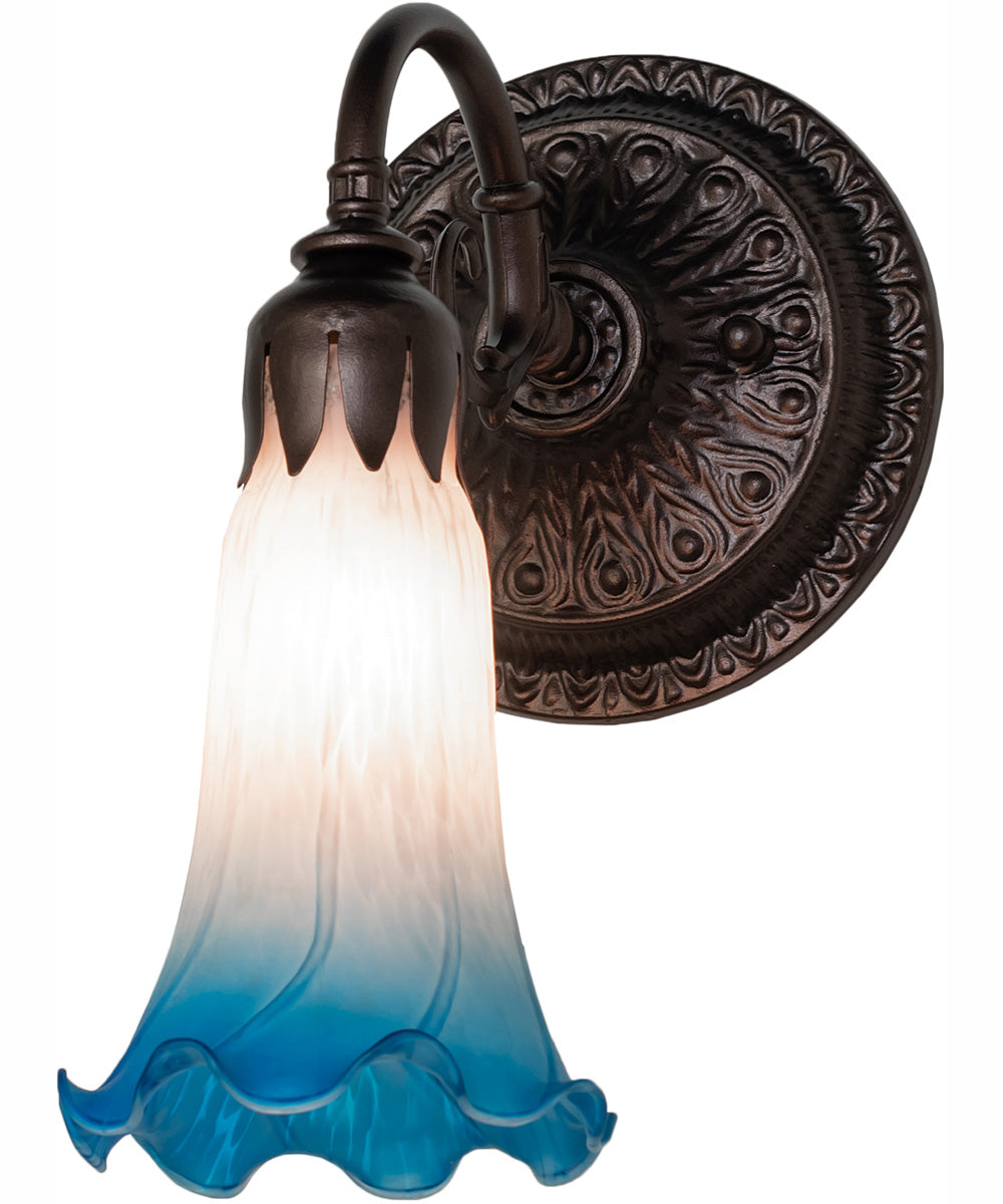 5.5" Wide Pink/Blue Tiffany Pond Lily Wall Sconce