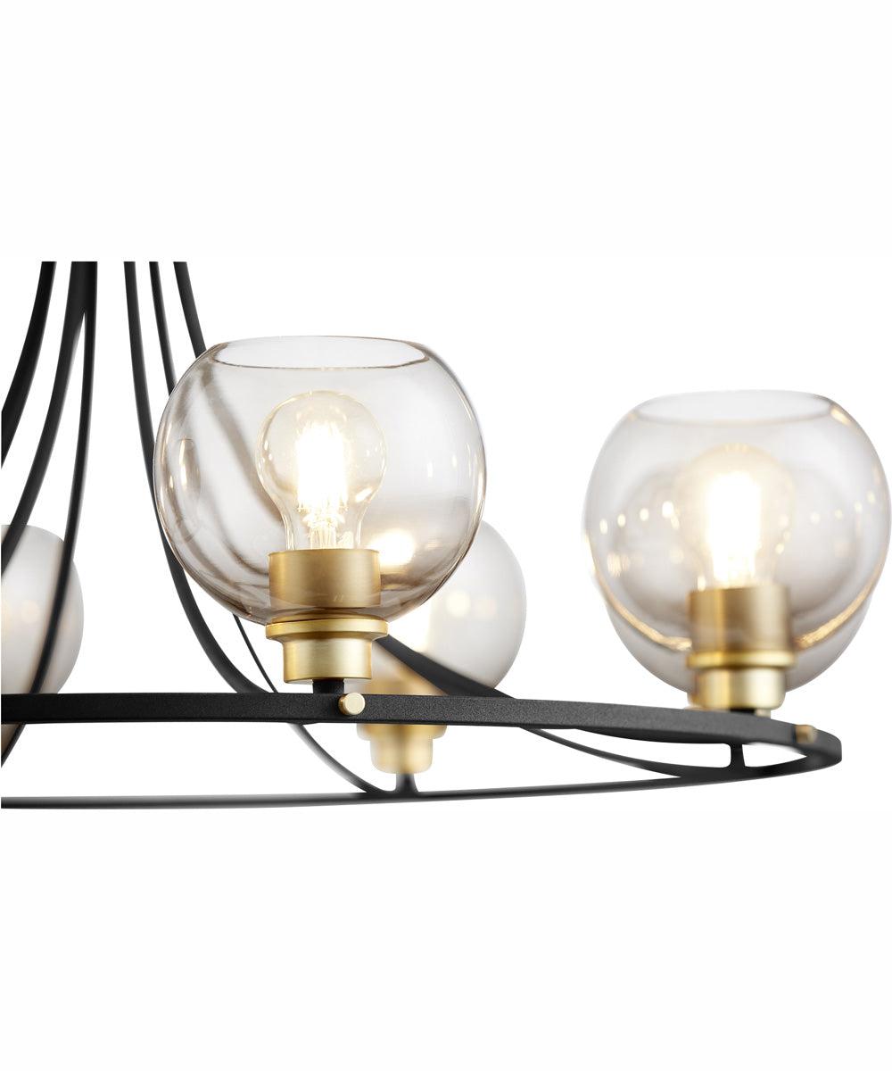 Clarion 8-light Chandelier Textured Black w/ Aged Brass