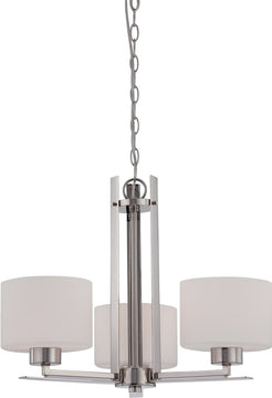 23"W Parallel 3-Light Chandelier Polished Nickel