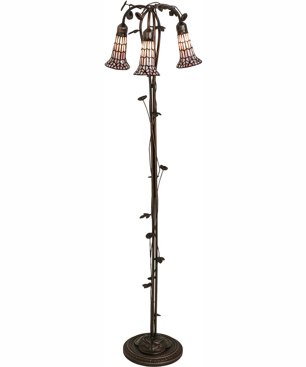 58" High Stained Glass Pond Lily 3 Light Floor Lamp