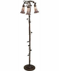 58" High Stained Glass Pond Lily 3 Light Floor Lamp