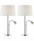 Nanette 1-Light 2 Pack-Table Lamp With Reading Brushed Nickel/White Linen