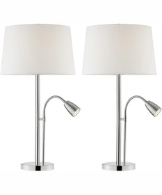 Nanette 1-Light 2 Pack-Table Lamp With Reading Brushed Nickel/White Linen