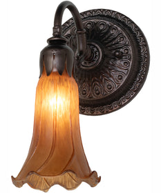 5.5" Wide Amber Tiffany Pond Lily Wall Sconce