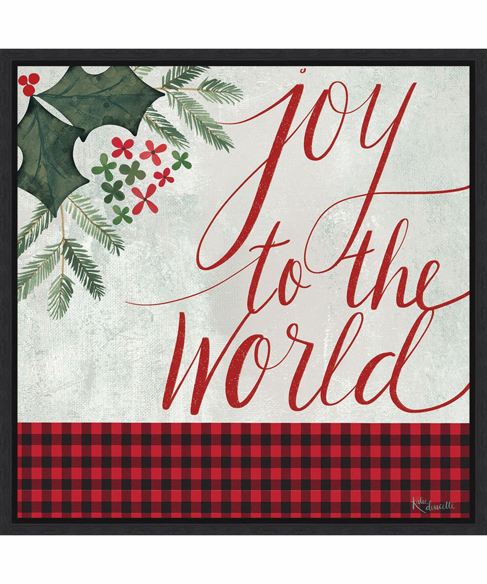 Framed Joy to the World by Katie Doucette Canvas Wall Art Print (22  W x 22  H), Sylvie Black Frame