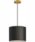 Markor 1-Light Black Parchment Shade Transitional Pendant Brushed Nickel;Matte Black;Vintage Brass