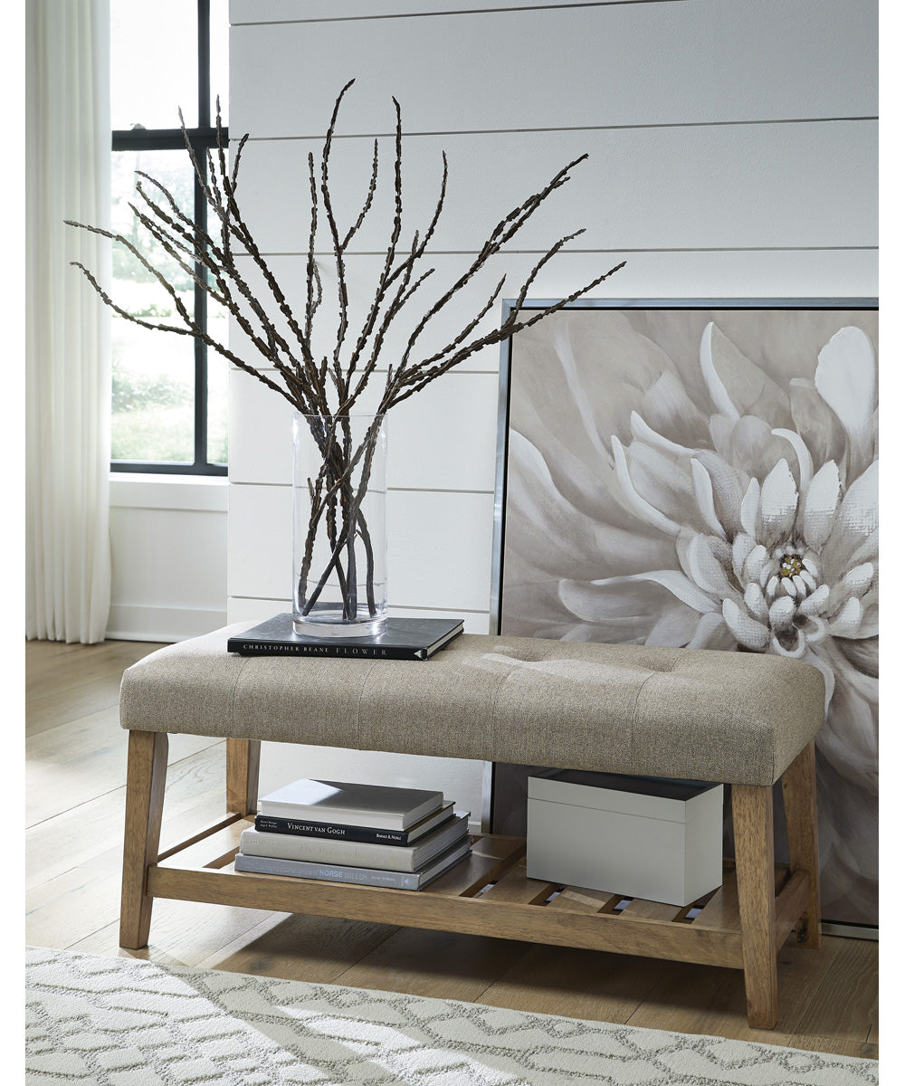 Cabellero Upholstered Accent Bench Light Beige/Brown
