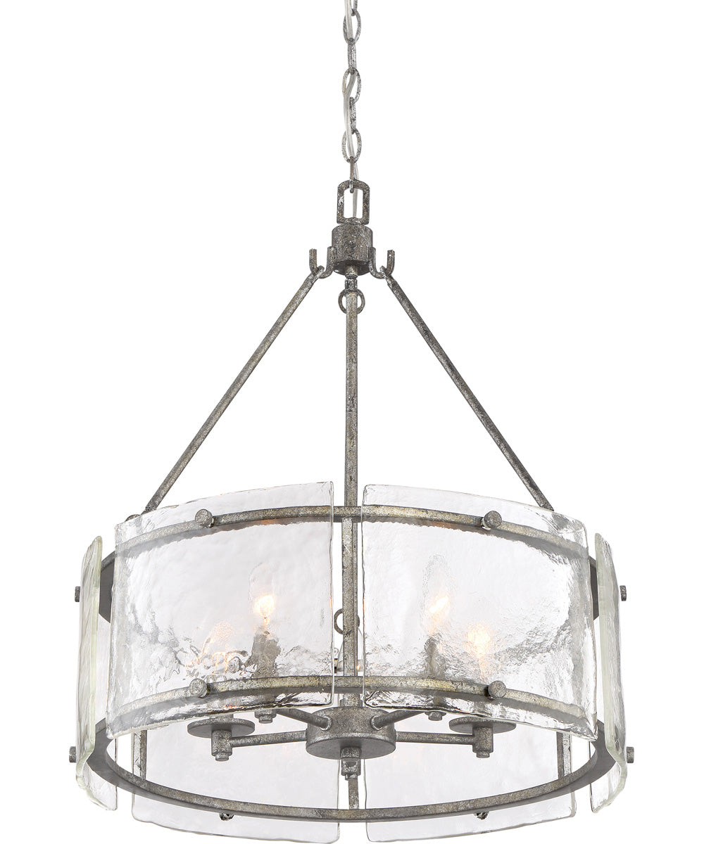 Fortress 5-light Pendant Mottled Silver