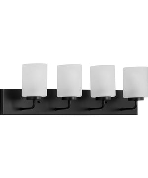 Merry 4-Light Etched Glass Transitional Style Bath Vanity Wall Light Matte Black